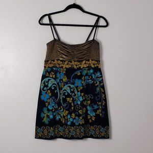 Free People Black & Gold Velvet Dress